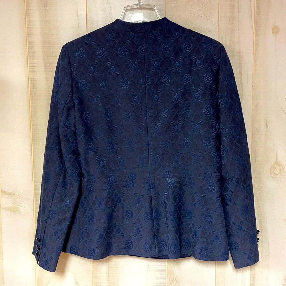 Jones New York Navy Diamond And Floral Print Blazer And Knit Tank Top Set Sz 12 - Picture 2 of 9